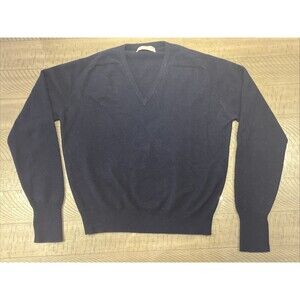 Norm Thompson 100% Cashmere Knit V-Neck Sweater Mens Blue 44 Large Shirt Pullove